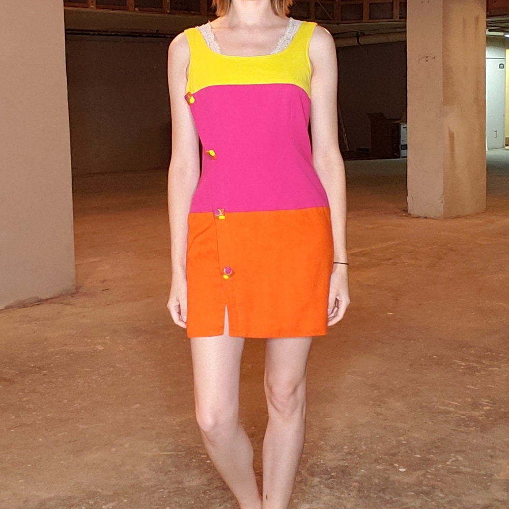 Vintage Color Block Mod Dress